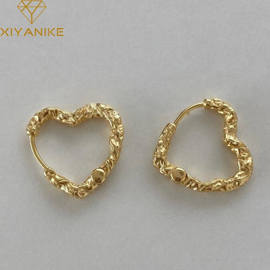 XIYANIKE 2022 Summer Heart Hoop Earrings For Women Girl Sexy New Fashion Trendy Jewelry Gift Party Wedding pendientes mujer
